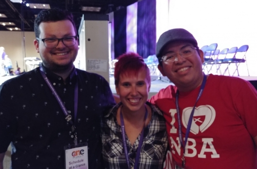 NBA XPLOR Residents Alex, Lauren, and Eliud backstage at General Assembly!