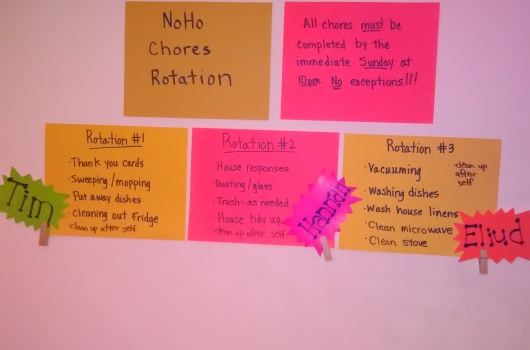 The North Hollywood XPLOR House chores rotation