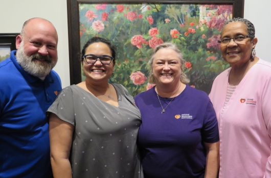 NBA President and CEO Mark D. Anderson and Board Chair Jackie Compton Bunch, with outgoing trustees Rev. Daphne Gascot Arias and Dr. Kerry Swindle.