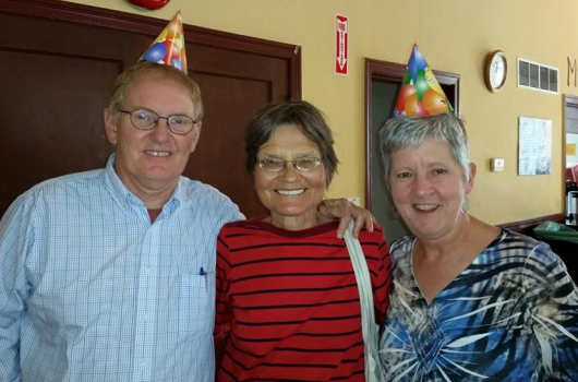 Jim Thompson, Sandra Hietala, and Dana Bainbridge celebrating RCSJ’s 1st birthday in 2014.